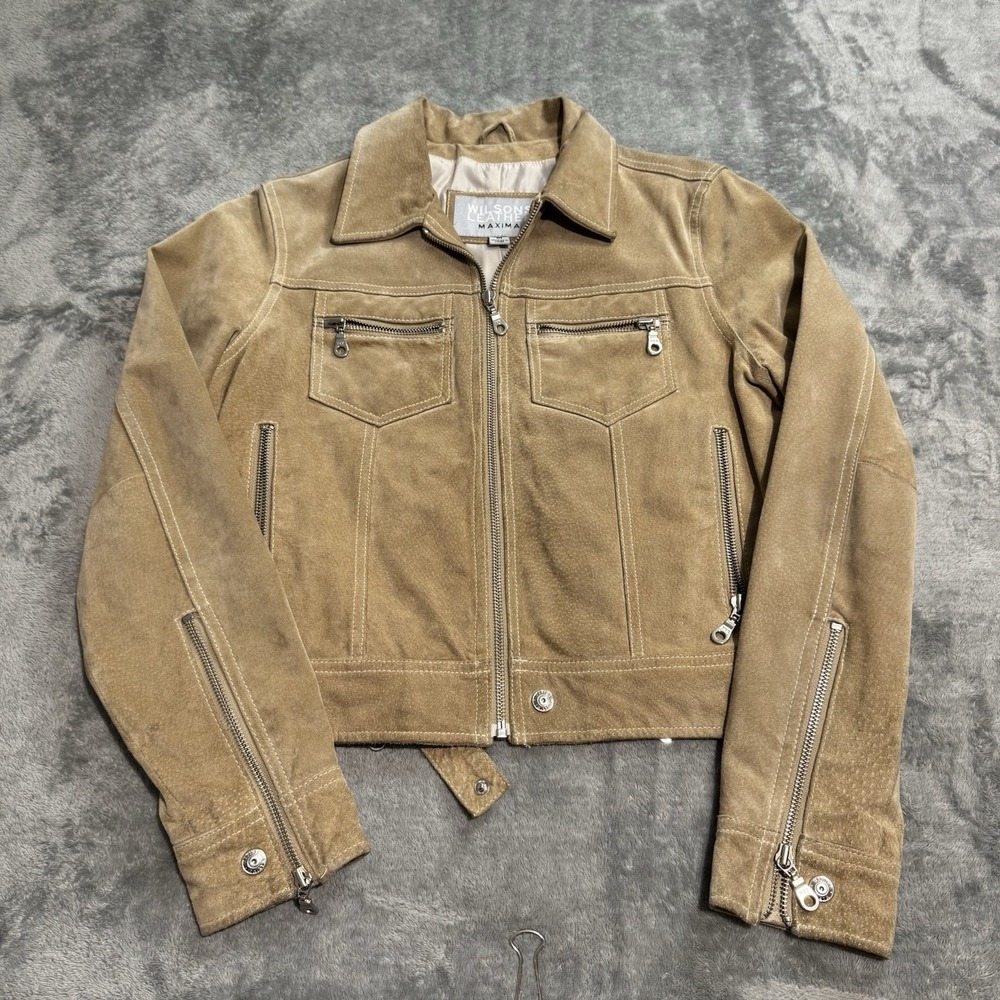 Vintage 90s Wilsons Leather Maxima Brown Suede Leather Jacket Womens M Indie